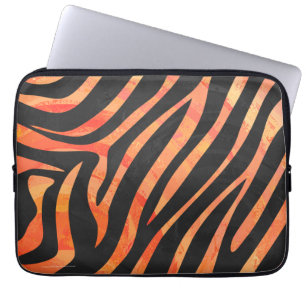 Capa Para Notebook Zebra Preto e Laranja Impresso