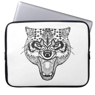 Capa Para Notebook Zentangle inspirou o lobo