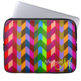 Capa Para Notebook Ziguezague colorido de Chevron do monograma feito
