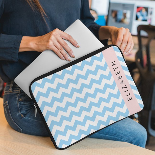 Capa Para Notebook Zigzag Azul, Chevron Azul, Padrão De Onda, Seu Nom (Criador carregado)