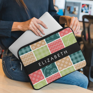 Capa Para Notebook Zigzag, Chevron, Gingham, Bolinhas, Seu Nome