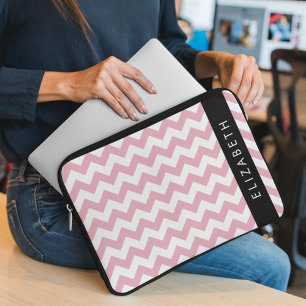 Capa Para Notebook Zigzag Rosa, Chevron Rosa, Padrão Onda, Seu Nome