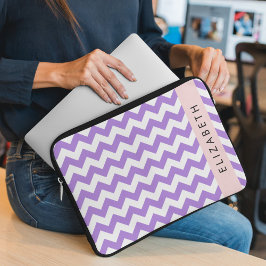 Capa Para Notebook Zigzag Roxo, Chevron Roxo, Seu Nome