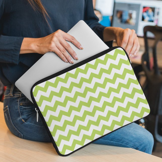 Capa Para Notebook Zigzag Verde, Chevron Verde, Padrão Geométrico (Criador carregado)
