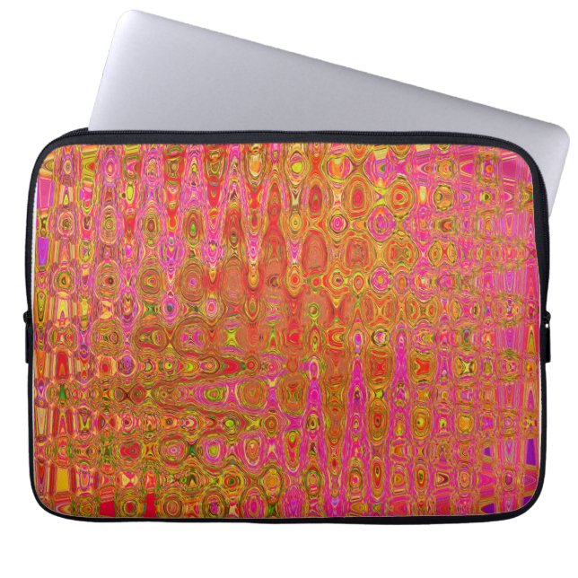 Capa Para Notebook Zigzags Atômicos Frios Abstratos Vermelhos e Amare (Frente)