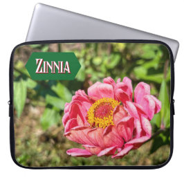 Capa Para Notebook Zinnia Rosa Com Centro Amarelo