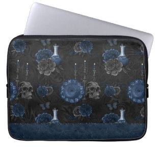 Capa Para Notebook Zodiac Magic Marinho escuro Rosas de crânio góti