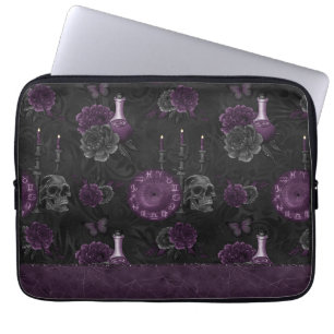 Capa Para Notebook Zodiac Magic Rosas de crânio de ameixa roxa escu