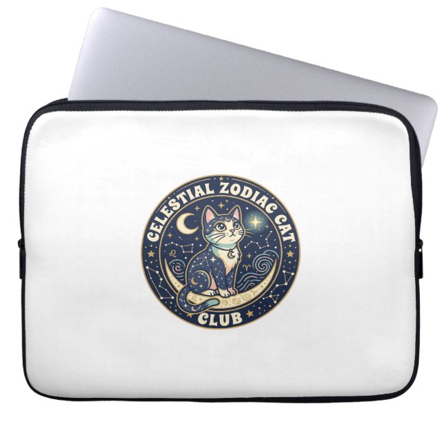 Capa Para Notebook Zodíaco Celestial Gato Fofo Camiseta - Cel (Frente)
