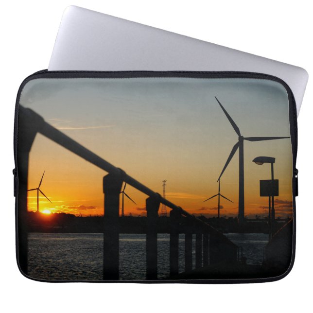 Capa Para Notebook Zonsondergang met windmolen, Rustgevend relaxt. (Frente)