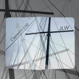 Capa Para Passaporte Abstrato de costa de veleiro azul-náutico e preto