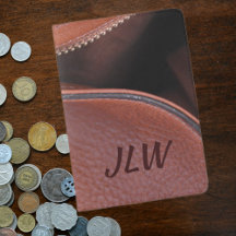 Couro sem zíper na moda Brown com Iniciais