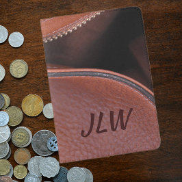 Capa Para Passaporte Couro sem zíper na moda Brown com Iniciais