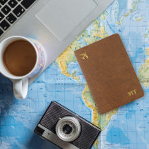 Faux Brown Leather Gold Monogrammed Airplane