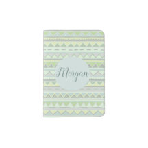 Meninas Cute Green Tribal Zigzag Padrão com Nome