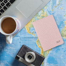 Personalized Faux Pink Leather Monogrammed Initial