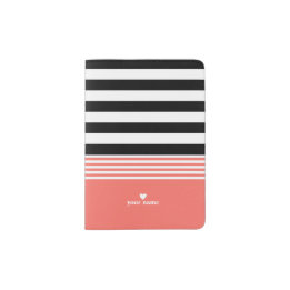 Capa Para Passaporte Preto, Branco e Coral Vivo - Strike Personalizado