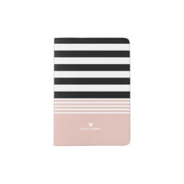 Capa Para Passaporte Preto, Branco e Rosa Estimulados Personalizados
