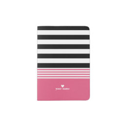 Capa Para Passaporte Preto, branco e rosa-quente, riscado personalizado