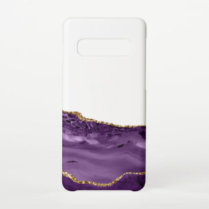 Capa Para Samsung Galaxy Acentos de Glitter do Ouro Violet Marble Agate