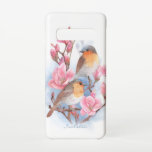 Capa Para Samsung Galaxy Aves Aquáticas Em Árvore Magnólia Com Nome<br><div class="desc">Este caso da Samsung Galaxy S10 apresenta dois pássaros aquosos sentados em um ramo de árvore magnólia e um modelo personalizável para o seu nome.</div>