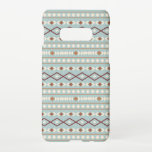 Capa Para Samsung Galaxy Aztec Formas Padrão Rastreamento Creme Azul-Teal<br><div class="desc">O asttec influenciou formas e padrões de linha em cores de ferrugem/terracota e um detalhe de cor creme em um fundo azul-lacrimogêneo.</div>