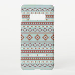 Capa Para Samsung Galaxy Aztec Padrões de Motif Mistos Rastreamento Azul<br><div class="desc">O asttec influenciou o padrão de movimento misto em cores de ferrugem e um detalhe de cor creme em um fundo azul.</div>