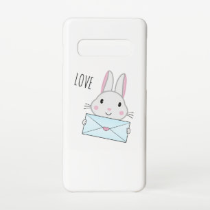 Capa Para Samsung Galaxy Bonito coelhinho segurando carta de amor