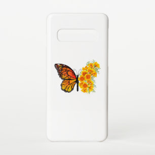 Capa Para Samsung Galaxy Borboleta Flor com Papagaio Amarelo da Califórnia