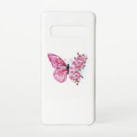 Capa Para Samsung Galaxy Borboleta Flor com Sakura Rosa<br><div class="desc">Arranjo de flores de borboleta cor-de-rosa com cereja japonesa cor-de-rosa floresce em fundo branco.</div>
