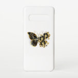Capa Para Samsung Galaxy Borboleta Flor Dourada com Orquídea Preta<br><div class="desc">Borboleta de flores Dourada com orquídea de joias pretas,  decorada com folhas de ouro sobre fundo branco.</div>