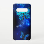Capa Para Samsung Galaxy Borboleta Morpho no Fundo Escuro<br><div class="desc">borboletas azuis e brilhantes morfo sobre fundo escuro. Morpho. Design com borboletas.</div>