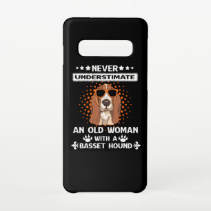 Capa Para Samsung Galaxy Cão Basset Lover   Nunca Subestimar A Mulher Velh