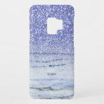 Capa Para Samsung Galaxy S9 Case-Mate Brilho Azul, Brilho e Mármore<br><div class="desc">Uma mistura moderna e moderna de textura azul de mármore se misturando com a borbulhadora azul com realces roxos. Monograma opcional.</div>