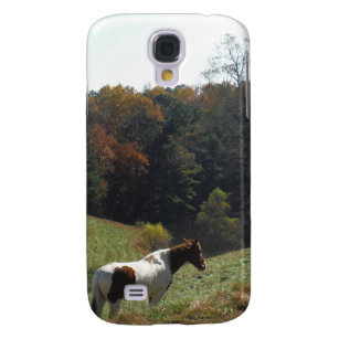 Capa Samsung Galaxy S4 Cavalo castanho e branco na lagoa de outono