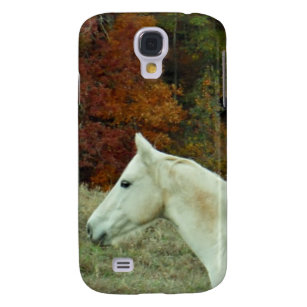 Capa Samsung Galaxy S4 Cavalo de Creme Branco em um Campo de Outono