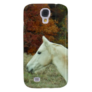 Capa Samsung Galaxy S4 Cavalo de Creme Branco em um Campo de Outono