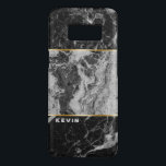 Capa Case-Mate Samsung Galaxy S8 Combinação de mármore preto e Cinza moderno 2<br><div class="desc">Combinação legal com duas diferentes texturas de mármore em preto e cinza,  acentuadas com banda dourada. Legal design geométrica moderna com monograma personalizável.</div>