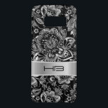 Capa Case-Mate Samsung Galaxy S8 Cor damasco Floral de Prata Metálica<br><div class="desc">Vintage floral damascos elegantes,  prata metálica olha sobre um fundo preto mutável.</div>