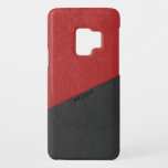 Capa Para Samsung Galaxy S9 Case-Mate Couro geométrico, preto e vermelho<br><div class="desc">Combinação legal de couro preto e vermelho,  preto e branco,  design geométrico. Monograma opcional.</div>