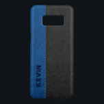 Capa Case-Mate Samsung Galaxy S8 Couro Preto e Azul Vintage Faux<br><div class="desc">Couro-couve preto-e-azul-couve-couve-couve-couve-couve-couve-couve-couve-couve-couve-couve-preta com um monograma facultativo.</div>