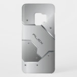 Capa Para Samsung Galaxy S9 Case-Mate Design Geométrico De Alumínio Com Cinza Leve<br><div class="desc">Cinzas leves,  bruxas de metal de alumínio,  ângulos agudos,  design geométrica moderna. Monograma opcional.</div>