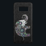 Capa Case-Mate Samsung Galaxy S8 Elefante Floral Colorido Bonito<br><div class="desc">Flores bonitinhas coloridas dispostas em forma de elefante e decoradas com pernos de diamantes multicolores (somente imagem de diamantes). Fundo do círculo preto.</div>