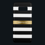 Capa Case-Mate Samsung Galaxy S8 Ênfase Dourada das faixas preto e branco da tendên<br><div class="desc">Padrão de listras preto e branco com sotaque de listras douradas e monograma personalizado.</div>