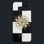 Capa Case-Mate Samsung Galaxy S8 Esquadrão Geométrico Preto e Branco e Círculo Mand<br><div class="desc">Elegante padrão contínuo preto e quadrado branco moderno com ouro negro e mandala branca moderna do círculo. Monograma opcional.</div>