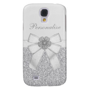 Capa Samsung Galaxy S4 Flor de prata impressa do brilho & do diamante