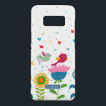 Capa Case-Mate Samsung Galaxy S8 Flores e pássaros retrorreflectores coloridos<br><div class="desc">Ilustração colorida de aves retrorreflectoras e flores. Monograma opcional.</div>