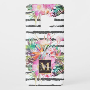 Capa Para Samsung Galaxy S9 Case-Mate Folhas florais tropicais e listras flamingos