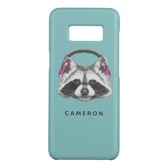 Capa Para Samsung Galaxy, Case-Mate Fones de ouvido Raccoon | Adicione seu nome (Verso)