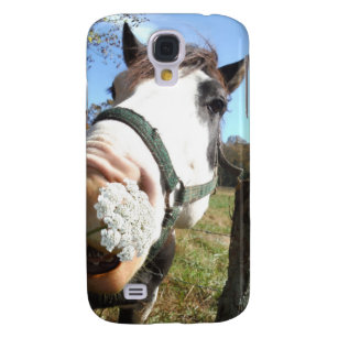 Capa Samsung Galaxy S4 Funny Brown &White Cavalo com flor silvestre nos d